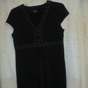 George Black Dress with Geometric Trim  Size 16-18 Embroidered